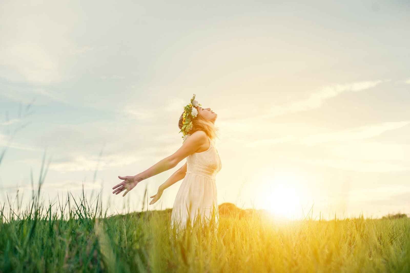 calm teenager with sun background scaled